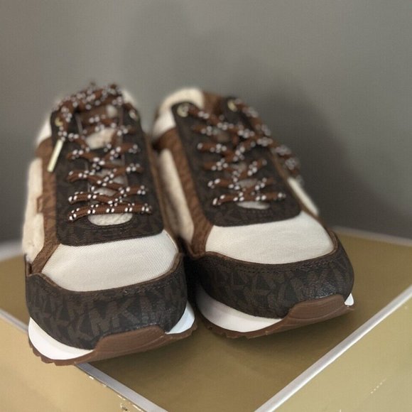 BRAND NEW MICHAEL KORS MADDY TRAINER BROWN MULTI 9 DISCONTINUED - Picture 2 of 3